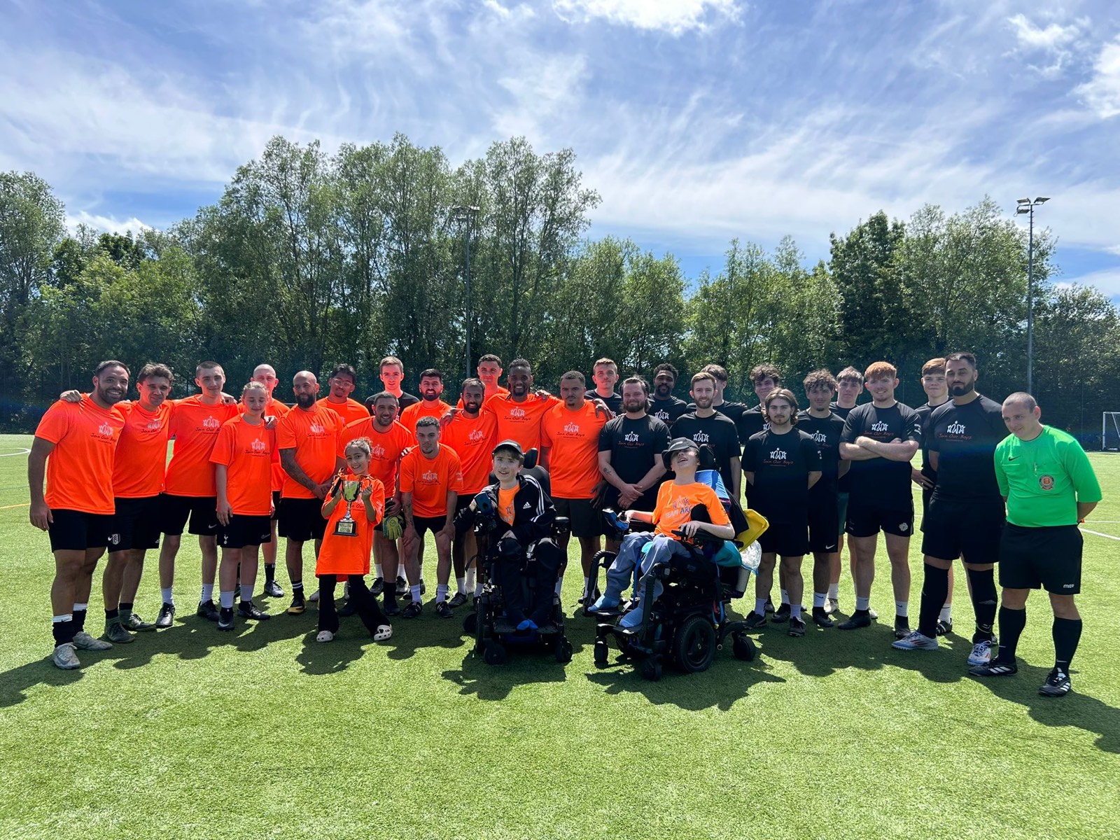Players, mascots and organisers at the first DETERMEND Cup